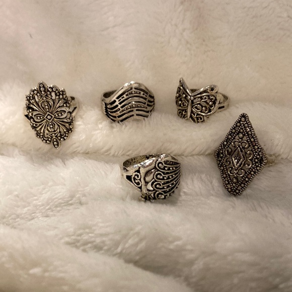 Jewelry - NWT FIVE (5) PEWTER SZ 7 FASHION RINGS